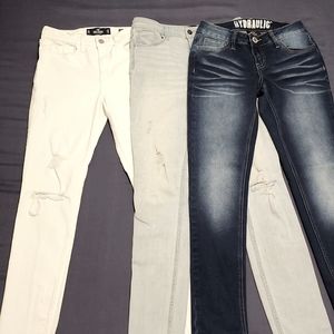 3 Pair Woman's Juniors Sz. 5 American Eagle Hollister Hydraulic Skinny Jeans